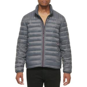 Tommy Hilfiger Mens Embroidered Logo Puffer Jacket(Charcoal)