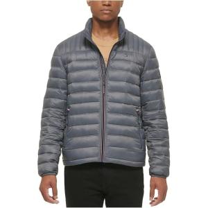 Tommy Hilfiger Mens Embroidered Logo Puffer Jacket(Darkgray)