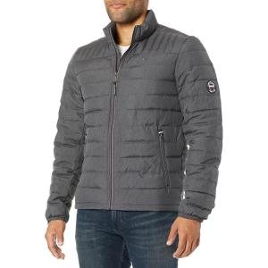 Tommy Hilfiger Mens Embroidered Logo Puffer Jacket(Heather Charcoal)