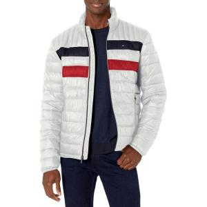 Tommy Hilfiger Mens Embroidered Logo Puffer Jacket(Ice Colorblock)