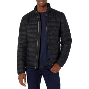 Tommy Hilfiger Mens Embroidered Logo Puffer Jacket(Legacy Black)