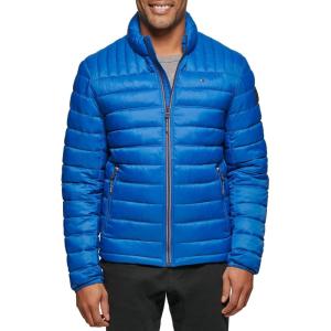 Tommy Hilfiger Mens Embroidered Logo Puffer Jacket(New Royal Blue)