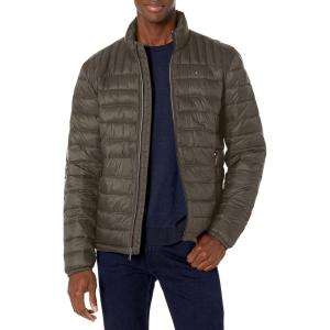 Tommy Hilfiger Mens Embroidered Logo Puffer Jacket(Olive)