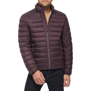 Tommy Hilfiger Mens Embroidered Logo Puffer Jacket(Port)