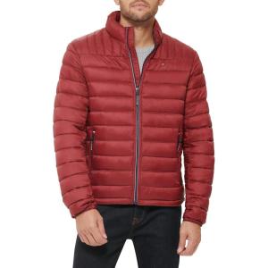 Tommy Hilfiger Mens Embroidered Logo Puffer Jacket(Red)