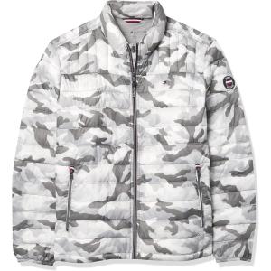 Tommy Hilfiger Mens Embroidered Logo Puffer Jacket(White Camouflage)
