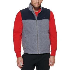 Tommy Hilfiger Men’s Lightweight Polar Fleece Vest(Navy/Light Grey)