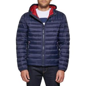 Tommy Hilfiger Men’s Water Resistant Ultra Loft Filled Hooded Puffer Jacket(Midnight)