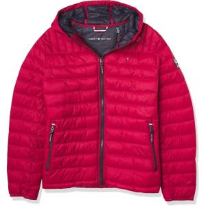 Tommy Hilfiger Men’s Water Resistant Ultra Loft Filled Hooded Puffer Jacket(Red Pepper)