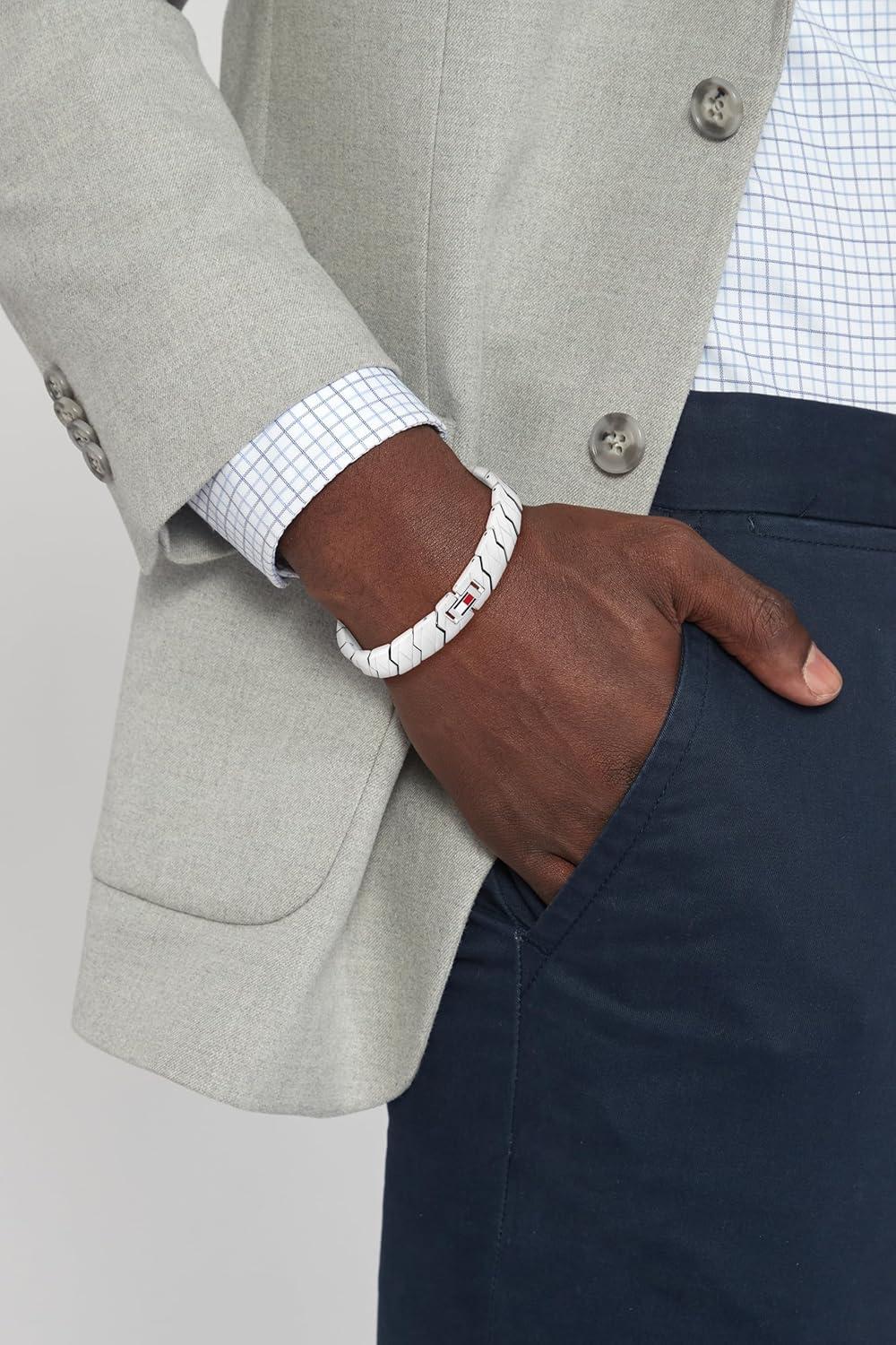 imageTommy Hilfiger Mens Jewelry Link Bracelet with FoldOver Clasp Classic Everyday Style Fashion Accessory Gift for HimSilver