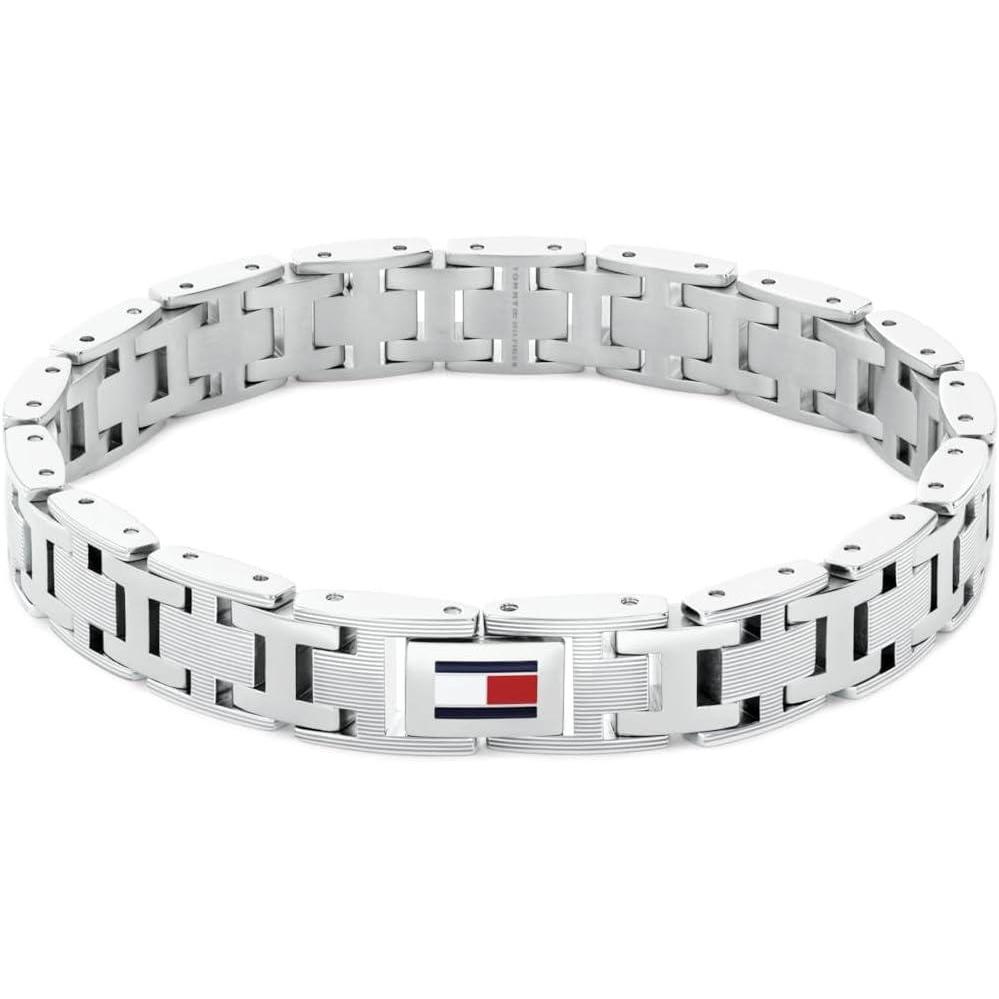 imageTommy Hilfiger Mens HLink Bracelet with Enamel Flag and FoldOver Clasp