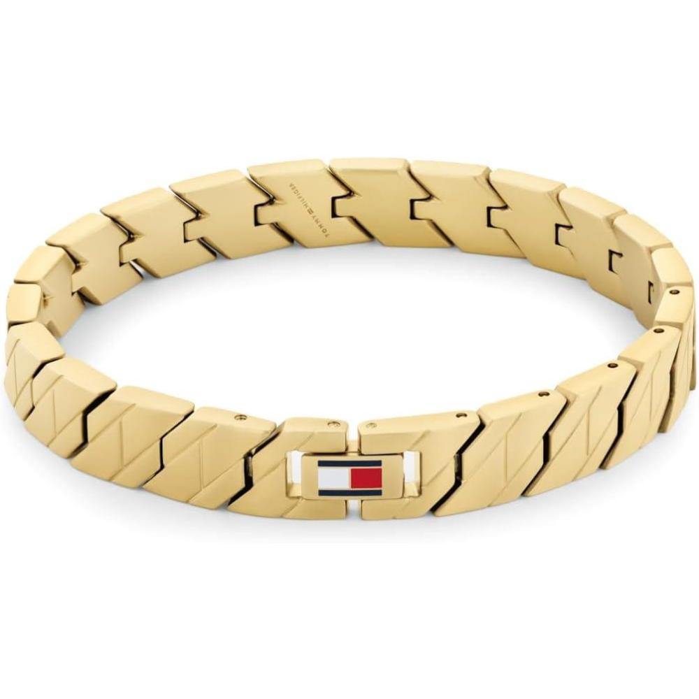 imageTommy Hilfiger Mens Jewelry Link Bracelet with FoldOver Clasp Classic Everyday Style Fashion Accessory Gift for HimGold Plated