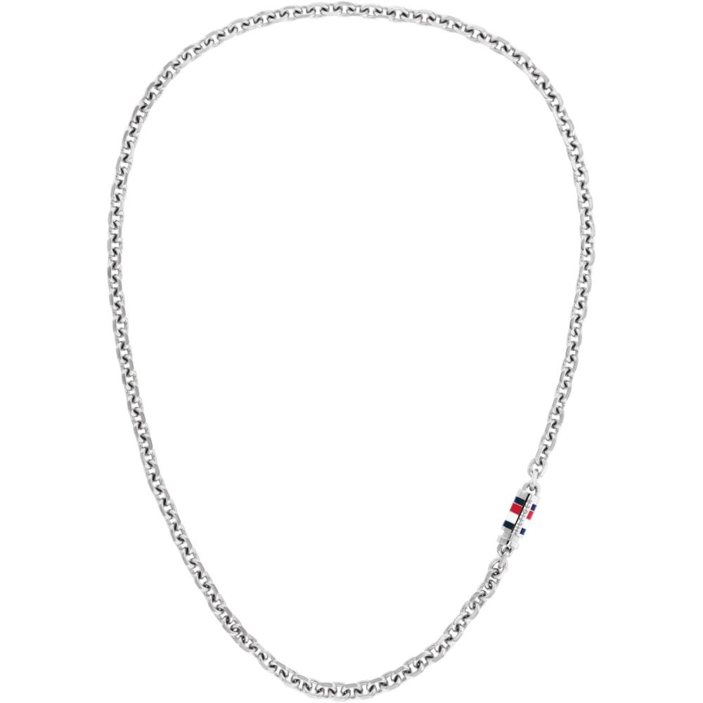 imageTommy Hilfiger Mens Jewelry Stainless Steel Necklace Chain with Magnetic Clasp and Enamel Stripe Detail Ideal for Layering Fashion Accessory Gift for Him