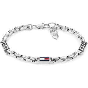 Tommy Hilfiger Men’s Enamel Flag Chain Bracelet with Adjustable Lobster Clasp