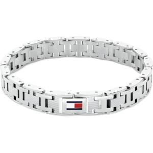 Tommy Hilfiger Men’s H-Link Bracelet with Enamel Flag and Fold-Over Clasp