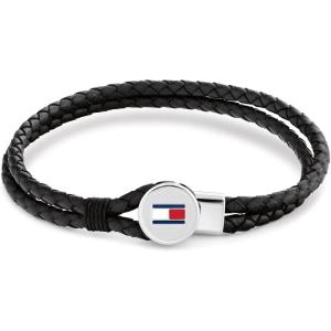 Tommy Hilfiger Men’s Jewelry – Braided Leather Bracelet – Toggle Closure, Enamel Flag Detail – Casual Everyday Style – Accessory for Him