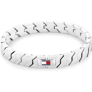 Tommy Hilfiger Men’s Jewelry – Link Bracelet with Fold-Over Clasp – Classic, Everyday Style – Fashion Accessory – Gift for Him(Silver)