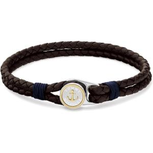Tommy Hilfiger Men’s Leather Rope Bracelet with Button Closure