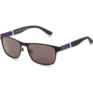 Tommy Hilfiger Men’s TH1283/S Rectangular Sunglasses, Matte Black, 55 mm