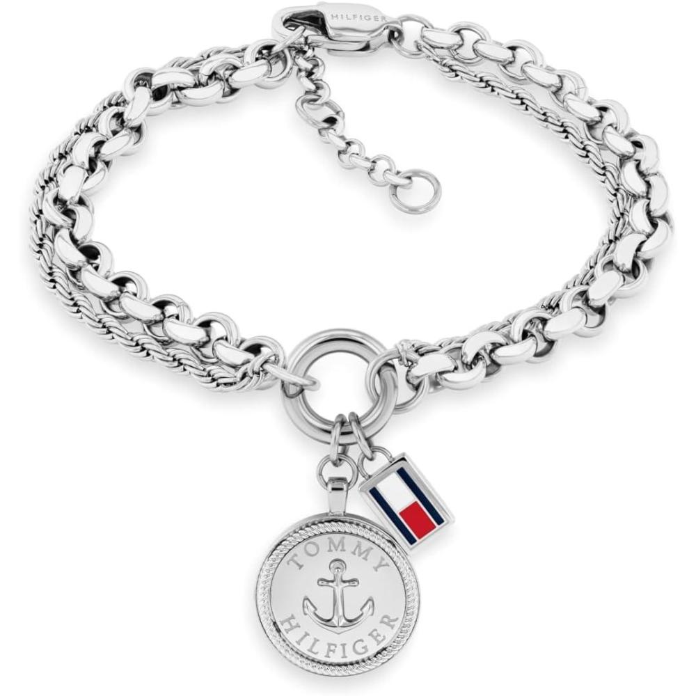 imageTommy Hilfiger Womens Bracelet with Enamel Flag Charms and Lobster Clasp
