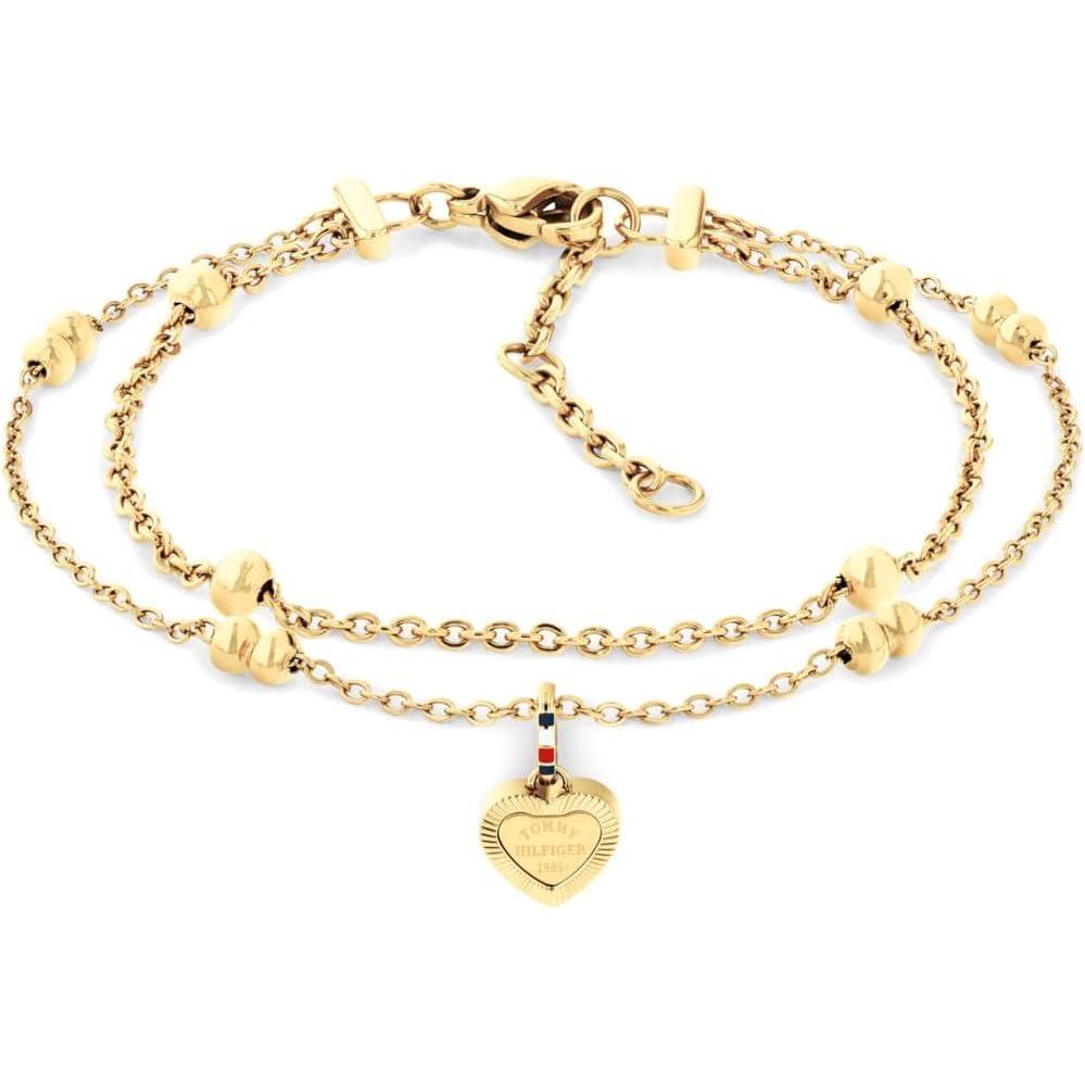 imageTommy Hilfiger Womens Heart Charm Bracelet with Enamel Stripe Adjustable