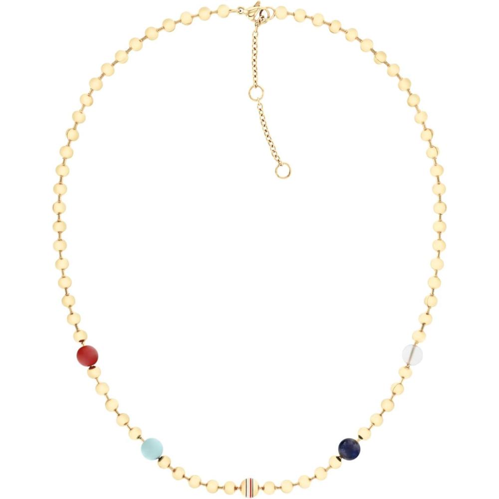 imageTommy Hilfiger Womens SemiPrecious Beaded Necklace with Signature Stripe