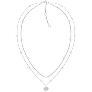 Tommy Hilfiger Women’s Double Chain Heart Necklace with Enamel Stripe