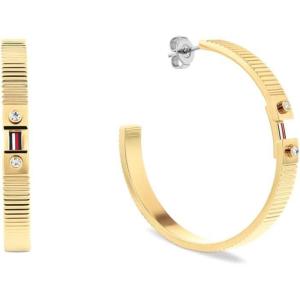 Tommy Hilfiger Women’s Fluted Earrings with Crystal and Signature Stripe