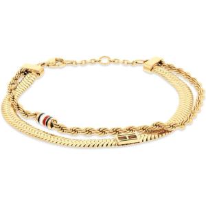 Tommy Hilfiger Women’s Jewelry – Double Chain Bracelet – Skeleton Flag Detail, Lobster Clasp – Adjustable – Timeless Feminine Style – Gift for Her
