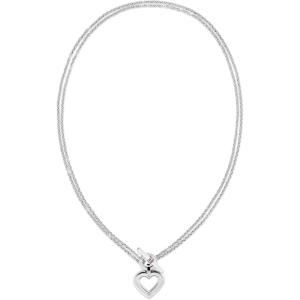 Tommy Hilfiger Women’s Jewelry – Stainless Steel Heart Chain Necklace – Toggle Closure – Classic Style for Everyday Wear – Fashion Accessory, Gift for Her