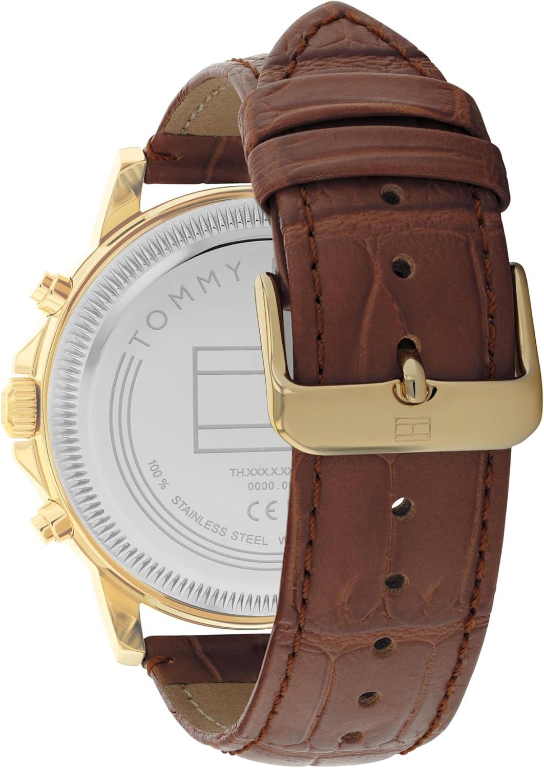 imageTommy Hilfiger Classic MultiFunction Quartz Watch Leather Strap Wristwatch for Men Water Resistant Up to 5 ATM50 Meters Premium Fashion for Everyday Wear 44mm