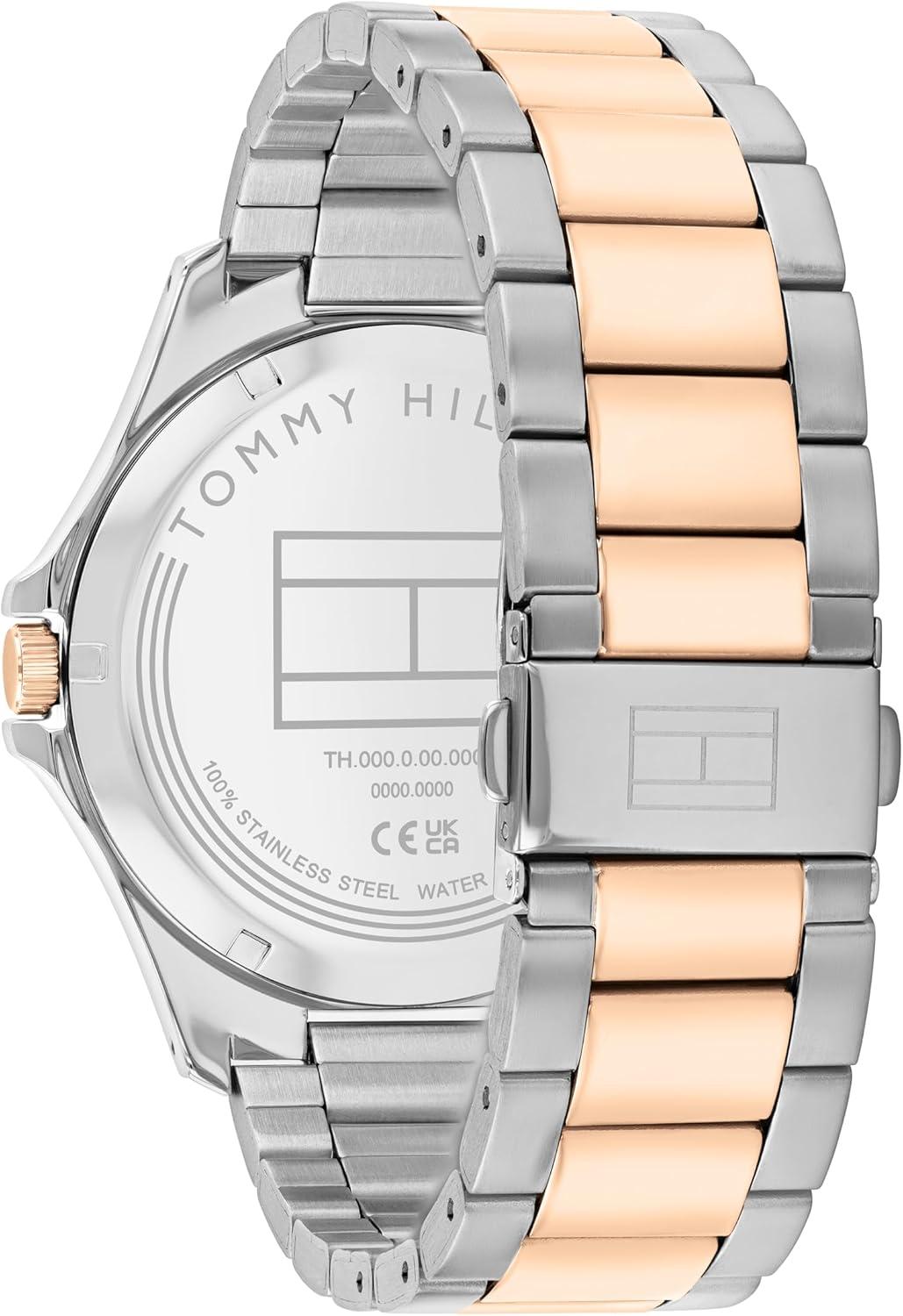 imageTommy Hilfiger Mens 3H Quartz Watch Stainless Steel Bracelet Water Resistant 3 ATM Modern and Stylish Timepiece Gift for Him 42mmTwo Tone Blue