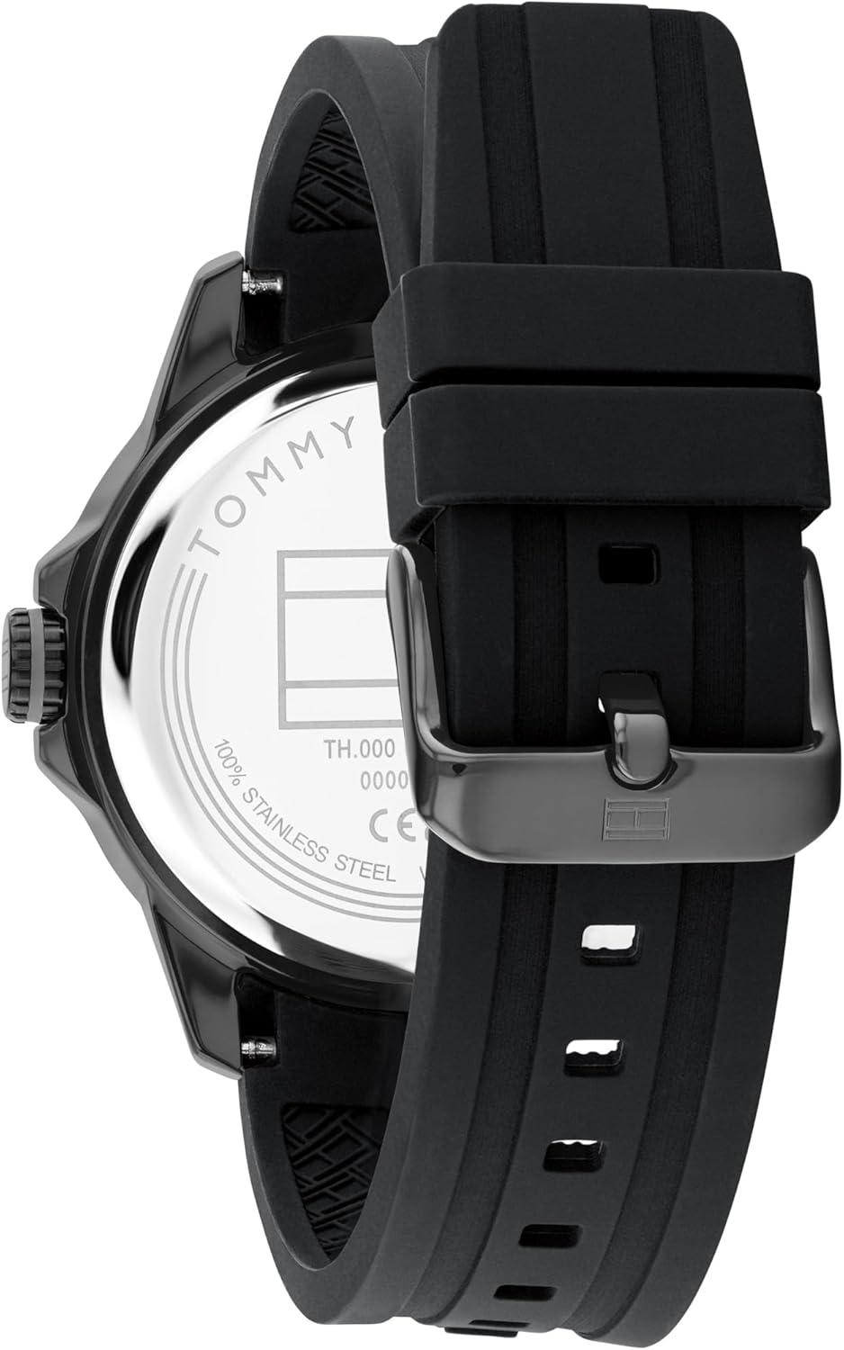imageTommy Hilfiger Mens 3Hand Quartz Watch Round Case Sporty Iconic Style Gift for Him 43mmBlack