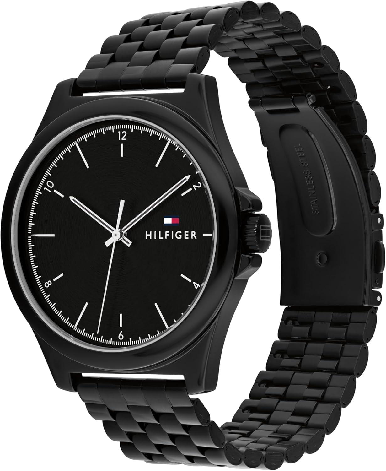 imageTommy Hilfiger Mens Casual Watch 3H Quartz Stainless Steel Wristwatch Water Resistant up to 3 ATM30 Meter Premium Fashion Timepiece for All Occasions 42 mmBlack