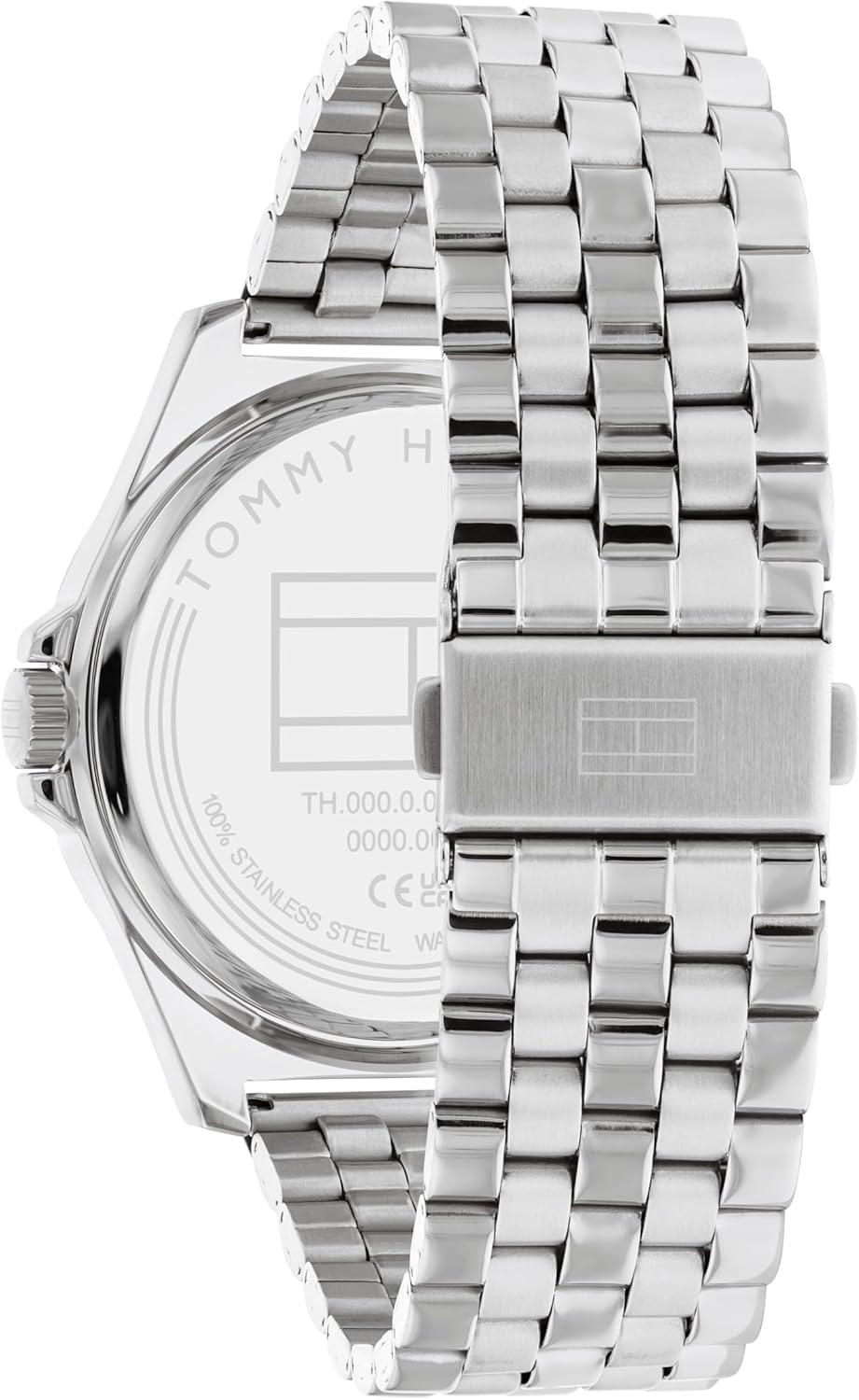 imageTommy Hilfiger Mens Casual Watch 3H Quartz Stainless Steel Wristwatch Water Resistant up to 3 ATM30 Meter Premium Fashion Timepiece for All Occasions 42 mmSilver