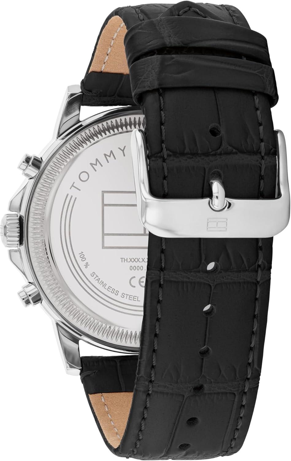 imageTommy Hilfiger Mens Dress Watch Multifunction Leather Wristwatch Water Resistant up to 5 ATM50 Meters Premium Fashion Timepiece for All Occasions 44mmBlack