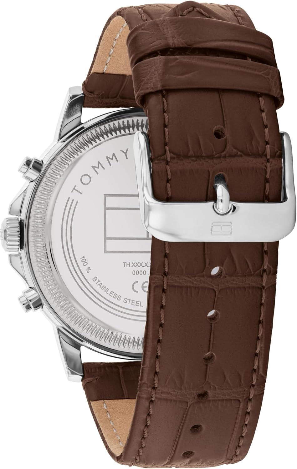 imageTommy Hilfiger Mens Dress Watch Multifunction Leather Wristwatch Water Resistant up to 5 ATM50 Meters Premium Fashion Timepiece for All Occasions 44mmBrown