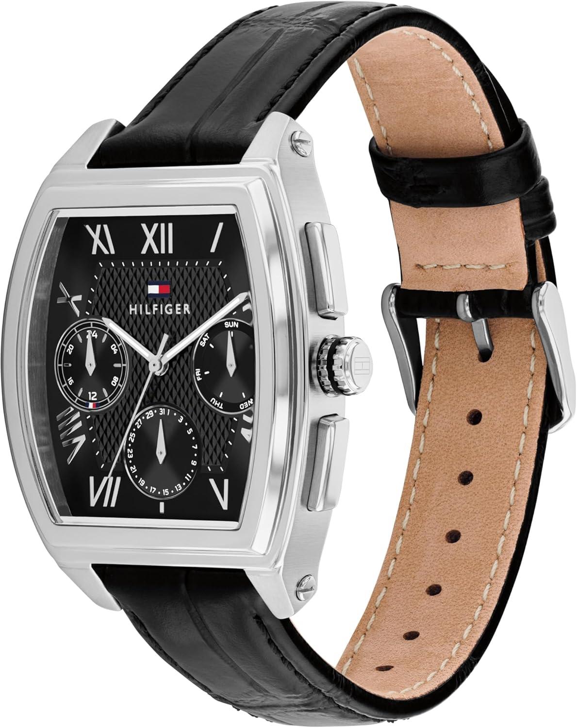 imageTommy Hilfiger Mens Multifunction Quartz Watch Inspired by Oxford Shirt Water Resistant up to 30m Sophisticated Timepiece Gift for Him 36mmBlack