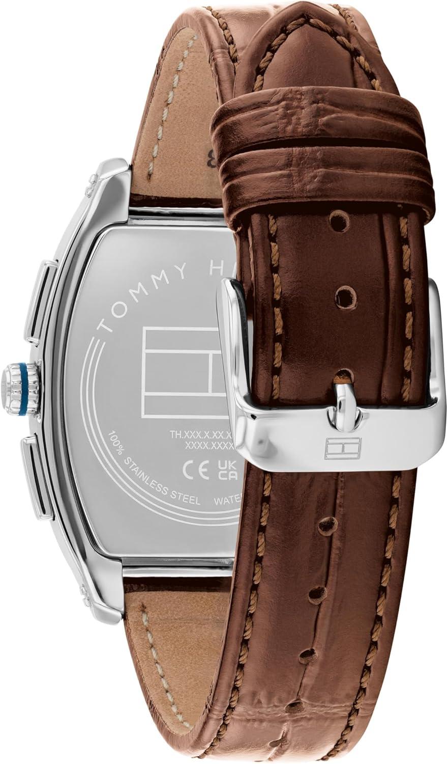 imageTommy Hilfiger Mens Multifunction Quartz Watch Inspired by Oxford Shirt Water Resistant up to 30m Sophisticated Timepiece Gift for Him 36mmBrown