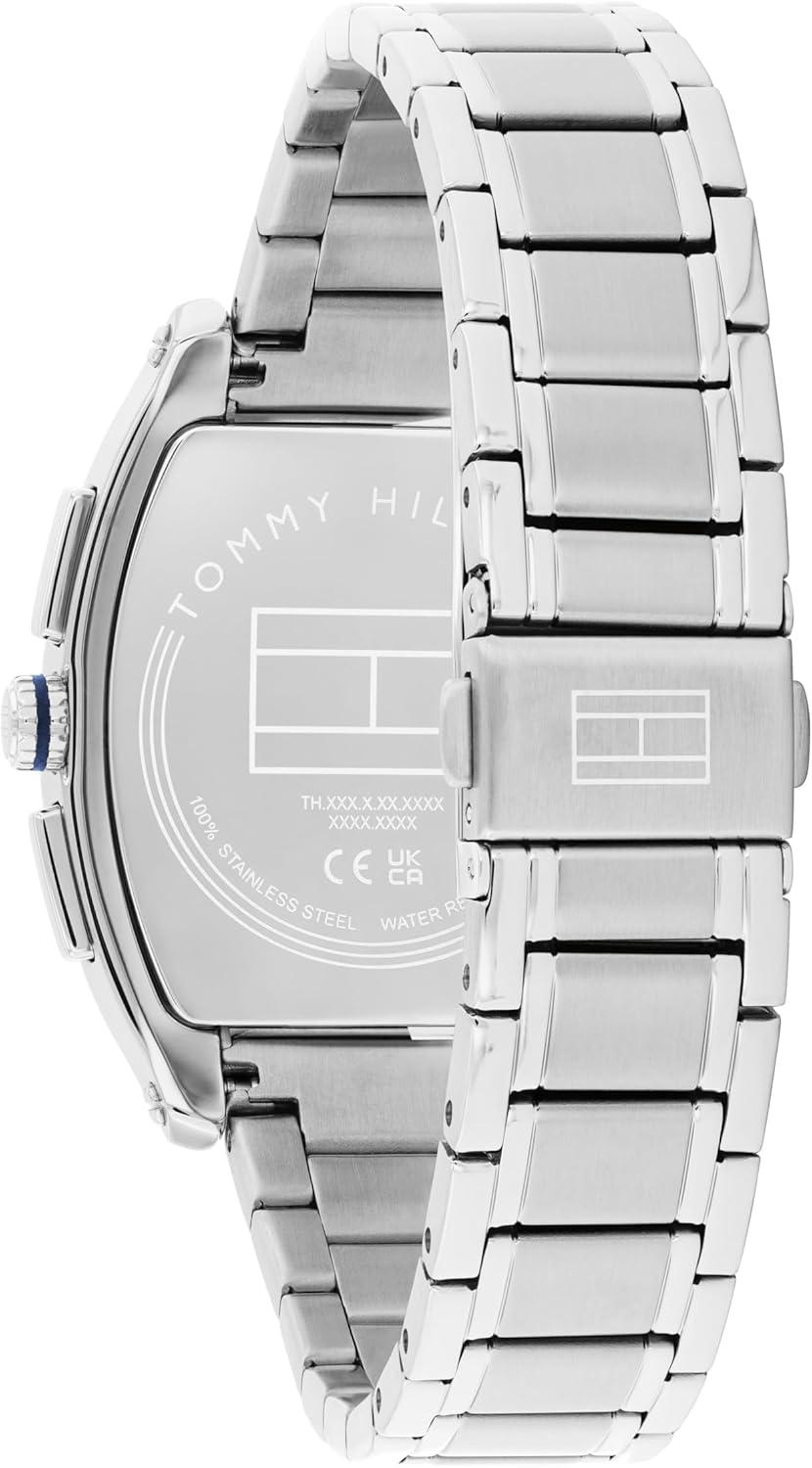 imageTommy Hilfiger Mens Multifunction Quartz Watch Inspired by Oxford Shirt Water Resistant up to 30m Sophisticated Timepiece Gift for Him 36mmSilver
