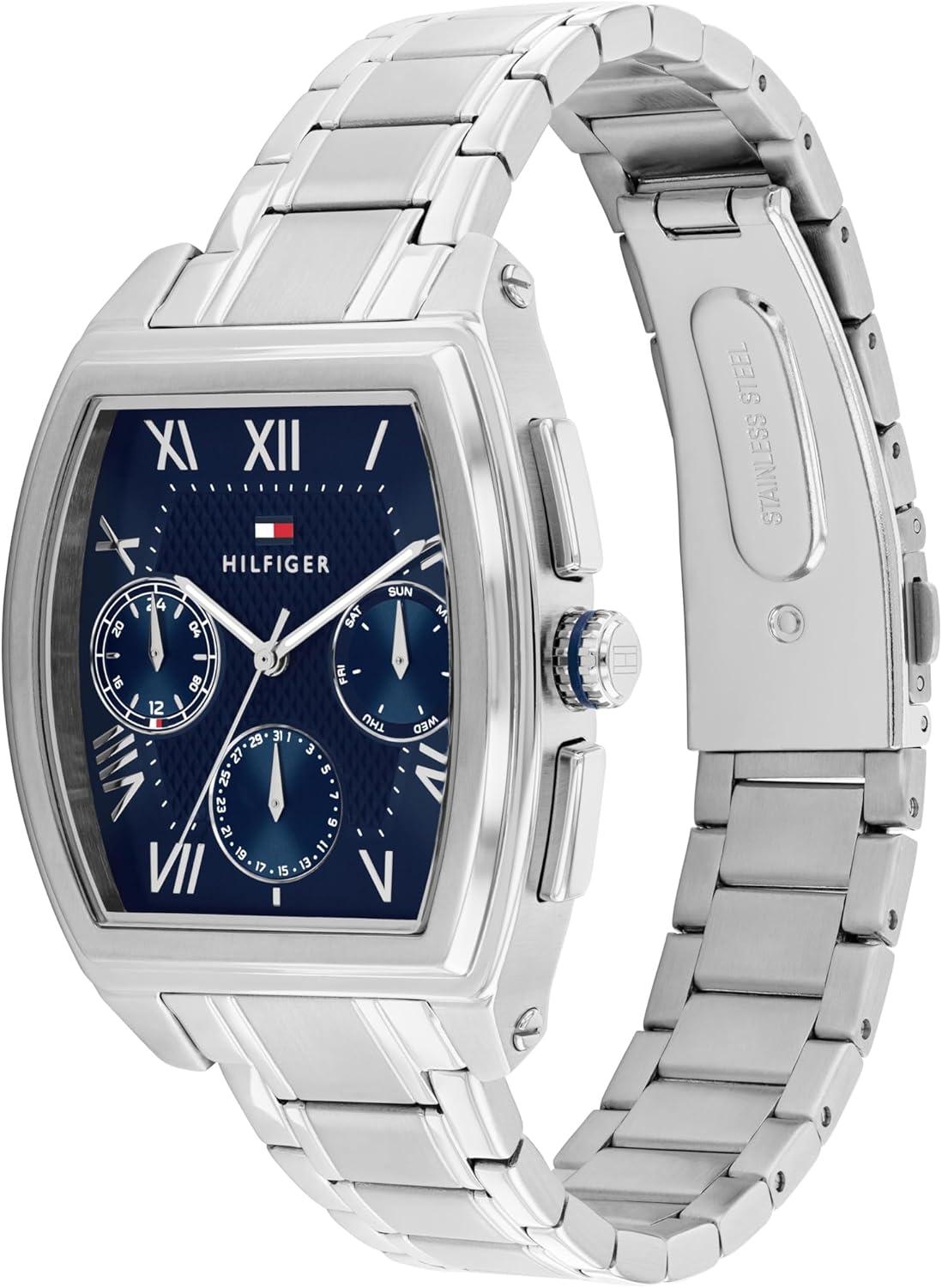 imageTommy Hilfiger Mens Multifunction Quartz Watch Inspired by Oxford Shirt Water Resistant up to 30m Sophisticated Timepiece Gift for Him 36mmSilver