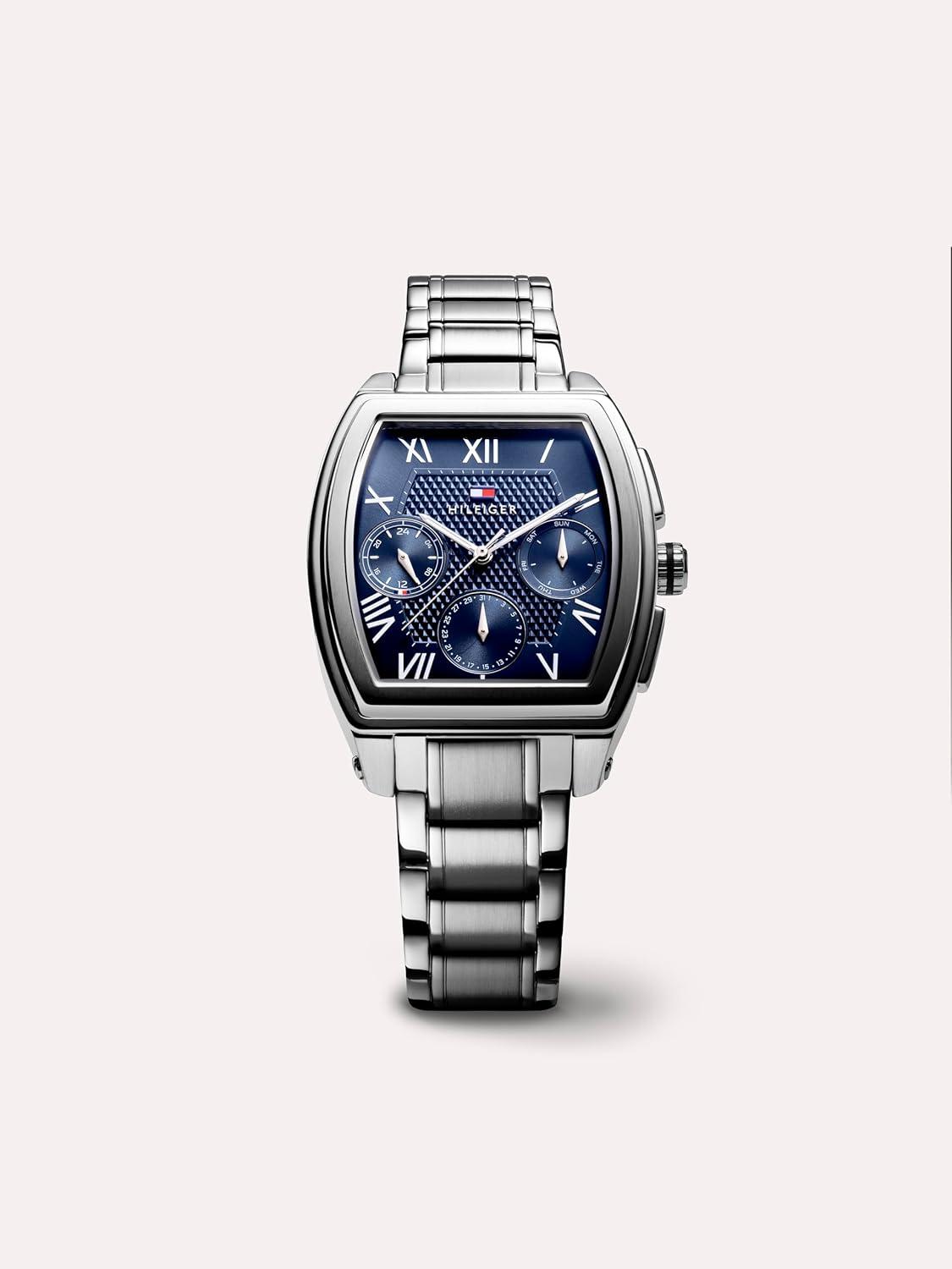 imageTommy Hilfiger Mens Multifunction Quartz Watch Inspired by Oxford Shirt Water Resistant up to 30m Sophisticated Timepiece Gift for Him 36mmSilver