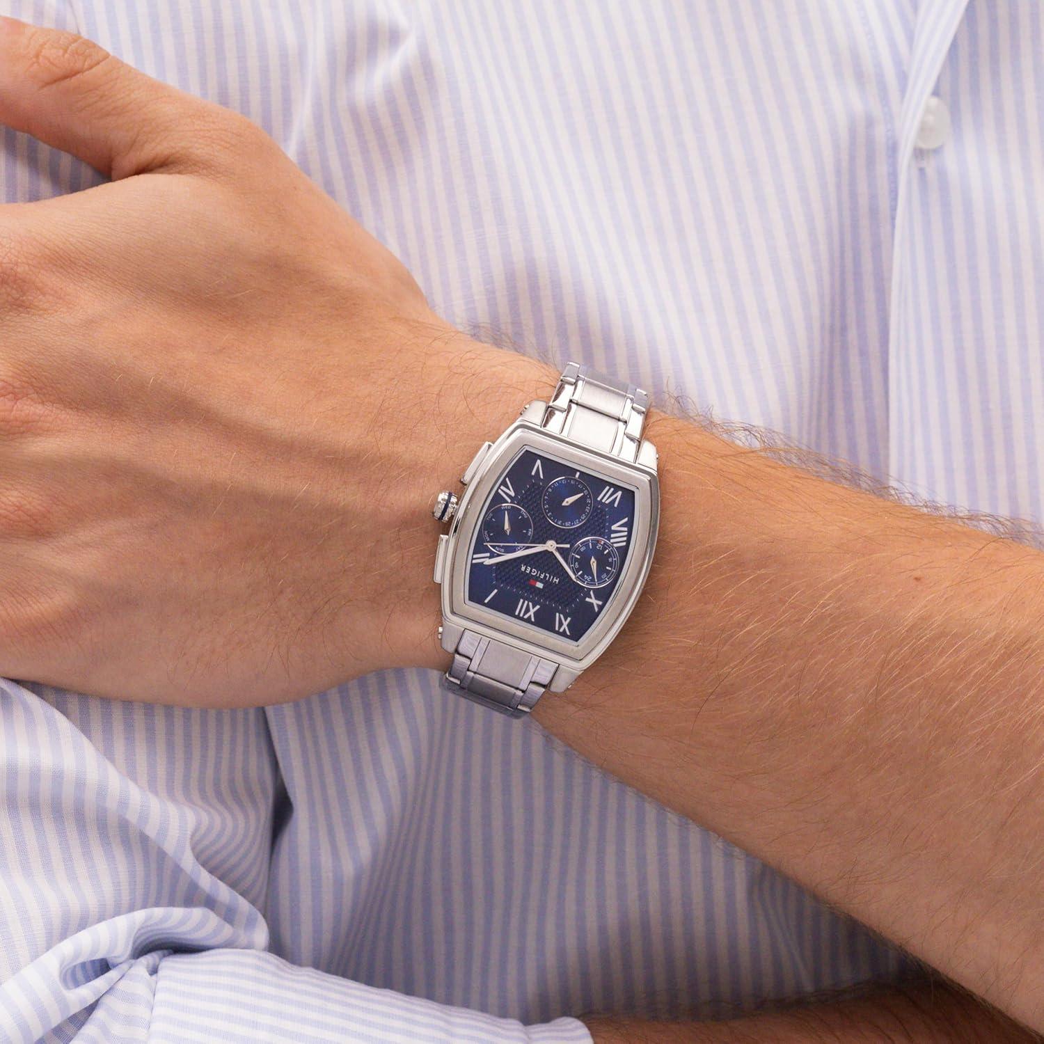 imageTommy Hilfiger Mens Multifunction Quartz Watch Inspired by Oxford Shirt Water Resistant up to 30m Sophisticated Timepiece Gift for Him 36mmSilver