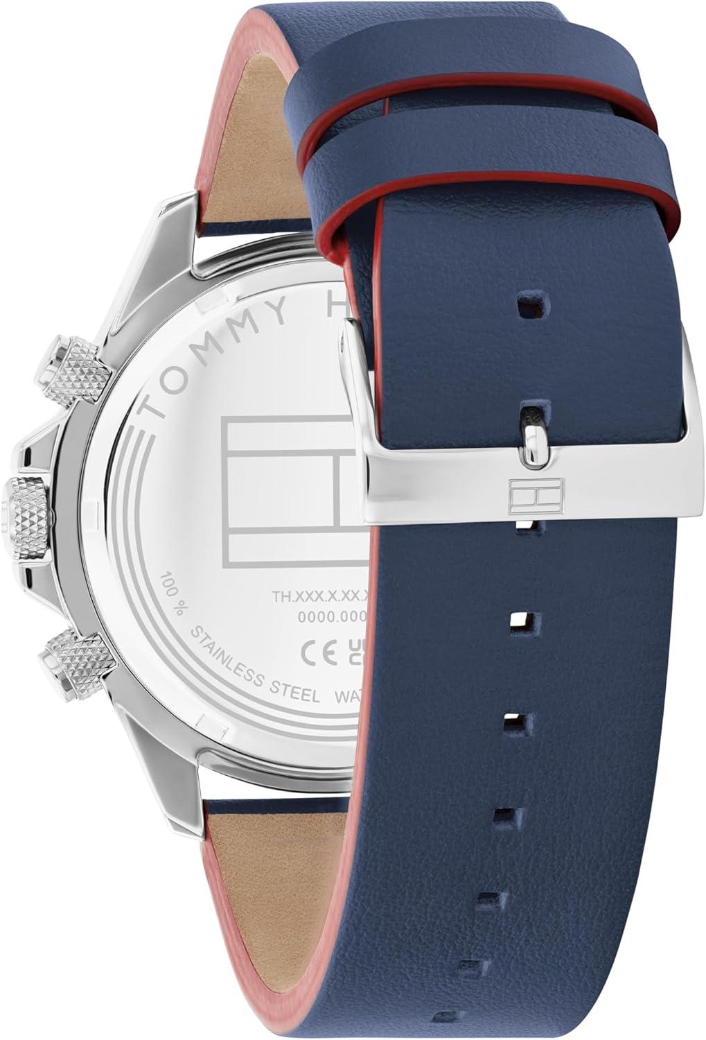 imageTommy Hilfiger Mens Multifunction Watch Round Case Iconic Casual Design Gift for Him 44mmBlue