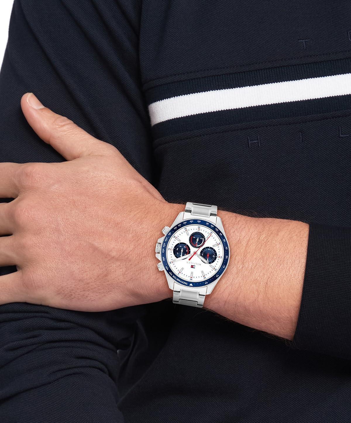 imageTommy Hilfiger Mens Multifunction Watch Round Case Iconic Casual Design Gift for Him 44mmSilver