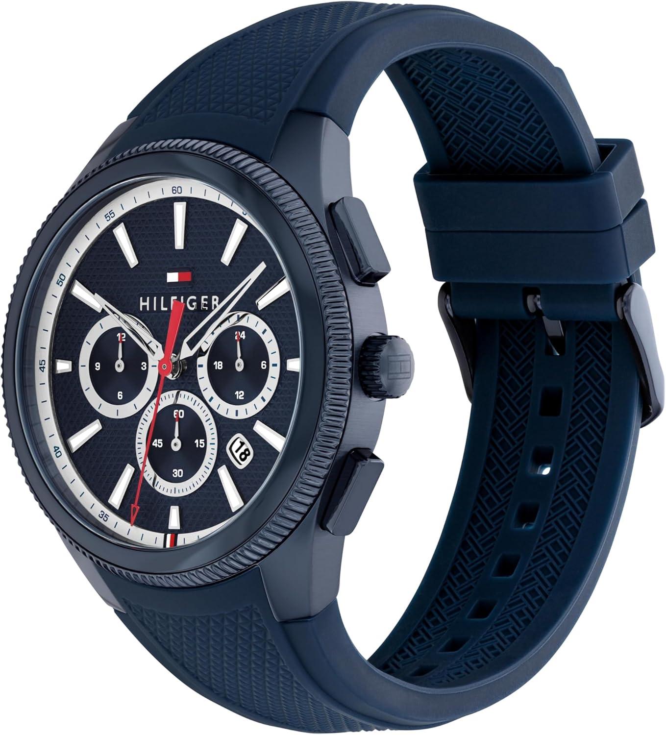 imageTommy Hilfiger Mens Multifunction Watch Sport Design Water Resistant up to 50m Versatile Timepiece Gift for Him 43mmBlue