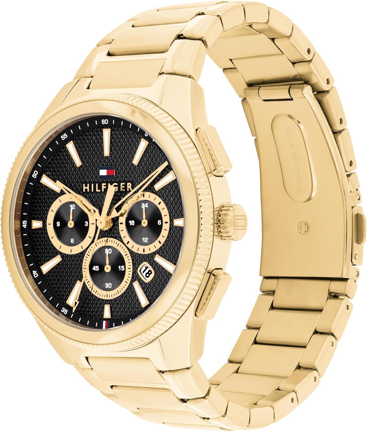 imageTommy Hilfiger Mens Multifunction Watch Sport Design Water Resistant up to 50m Versatile Timepiece Gift for Him 43mmGold Plated