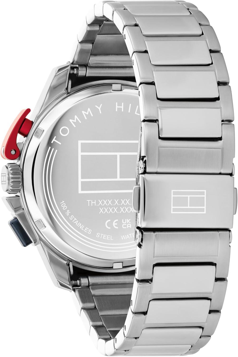imageTommy Hilfiger Mens Quartz Chronograph Watch Bold Sporty Skeleton Dial Water Resistant up to 50m Performance Stylish Timepiece Gift for Him 44mmSilver