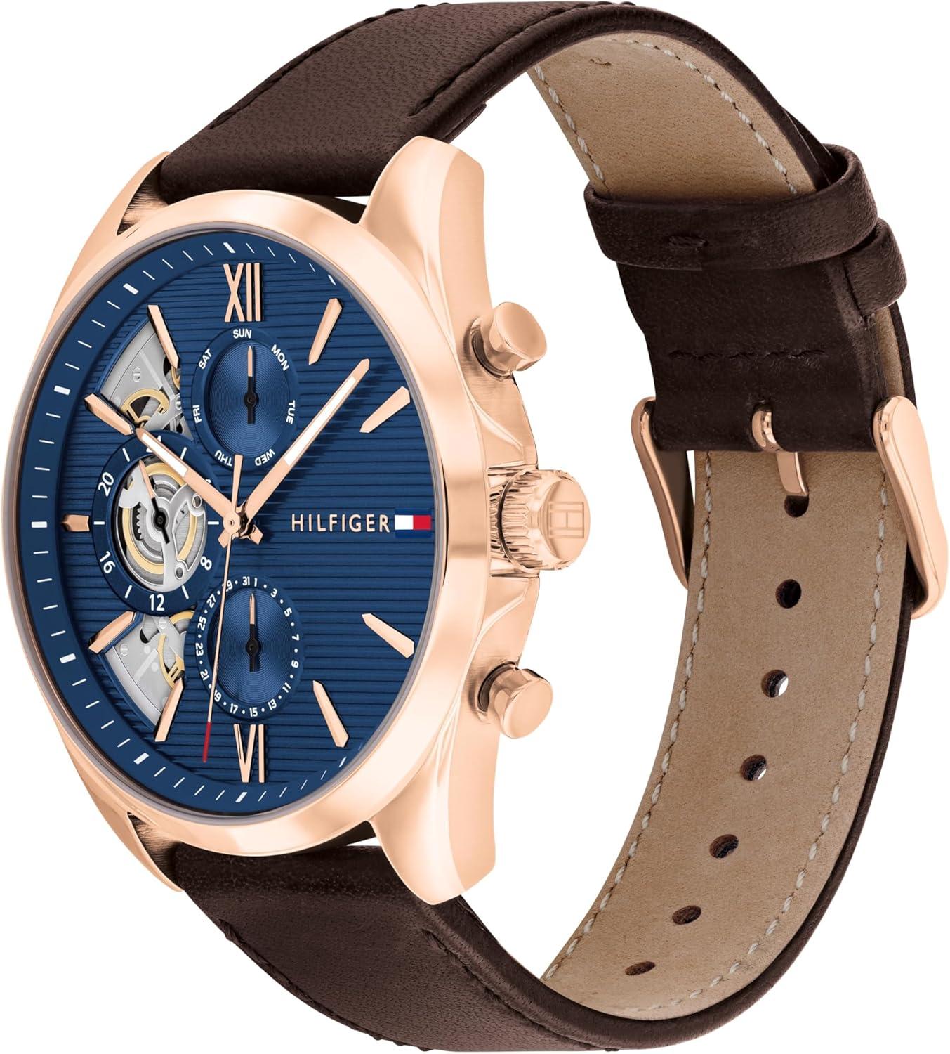 imageTommy Hilfiger Mens Quartz Multifunction Watch Stainless Steel 5ATM50 Meters Water Resistance A Timeless Modern Classic Gift for Him 435mmBrown