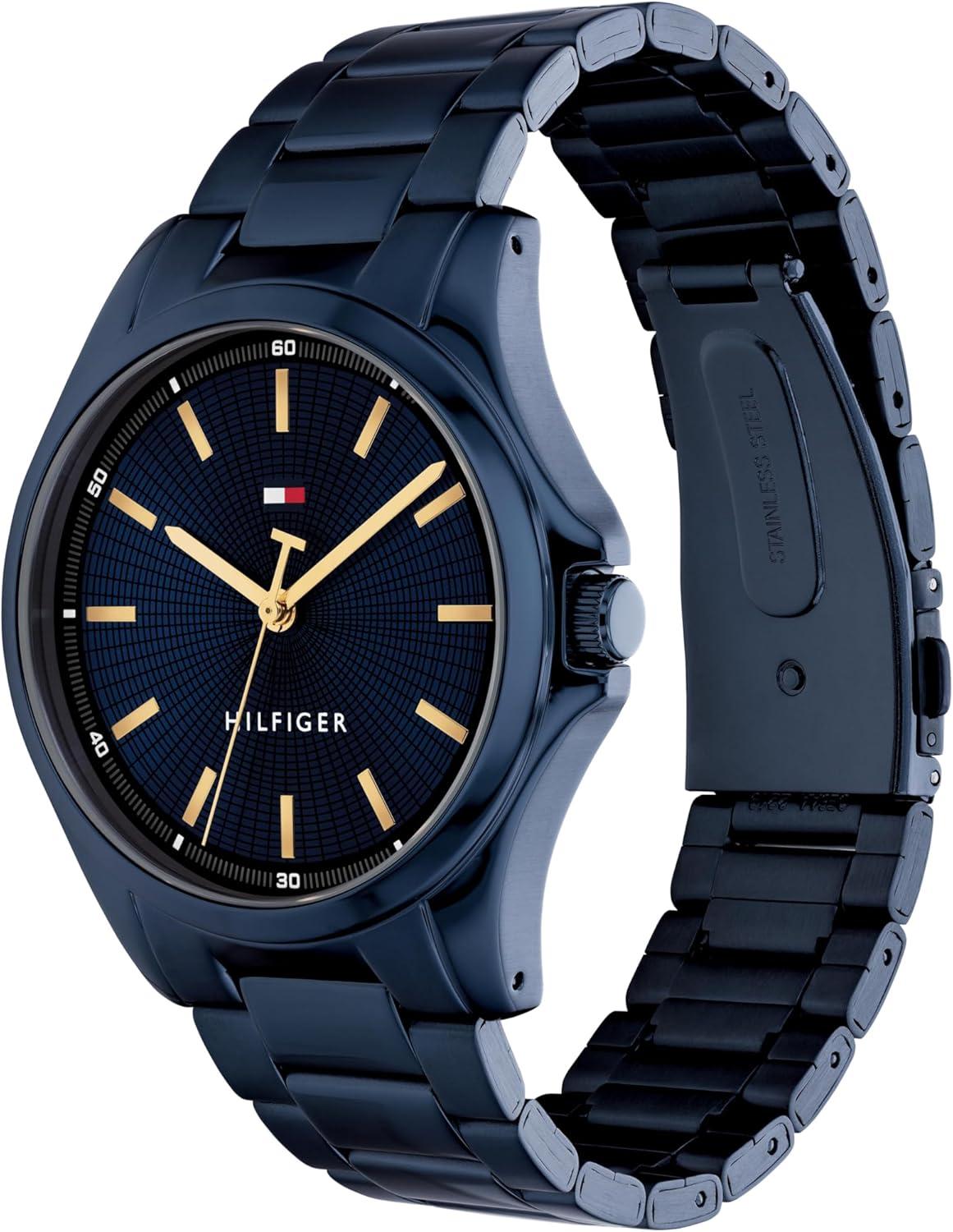 imageTommy Hilfiger Mens Quartz Watch Blue Bracelet Water Resistant up to 30m Versatile Sophisticated Timepiece Gift for Him 42mm